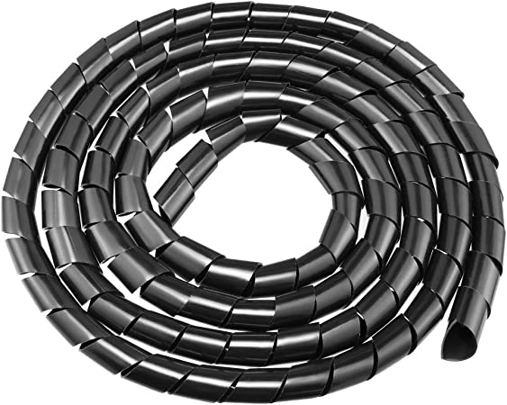 uxcell Spiral Cable Wrap Wire Cord Wraps 3/4-inch x 9ft Black PE Polyethylene Flexible Tubing for Computer Wire