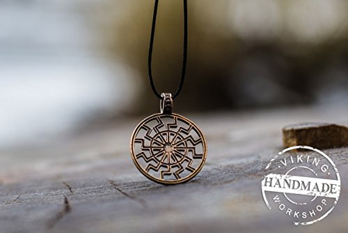 Black Sun Symbol Necklace Bronze Amulet Pendant Pagan Jewelry