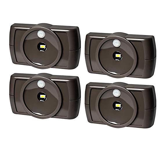 Mr. Beams MB864 Indoor Wireless Slim LED Light with Motion Sensor features, Brown, Set of 4
