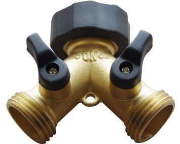 Brass Garden Hose Splitter - 2 Way Y Hose Connector Made from Solid Piece of Brass