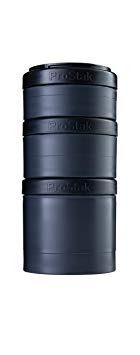 BlenderBottle ProStak Twist n' Lock Storage Jars Expansion 3-Pak with Pill Tray, All Black