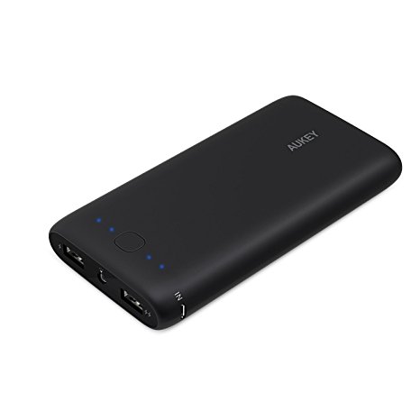AUKEY Power Bank 20000mAh, 5V 3.4A Max for 2 Ports, 5V 2.1A Input, for iPhone, Samsung, iPad, Kindle, LG, SONY, Blackburry ect., with a Micro USB Cable