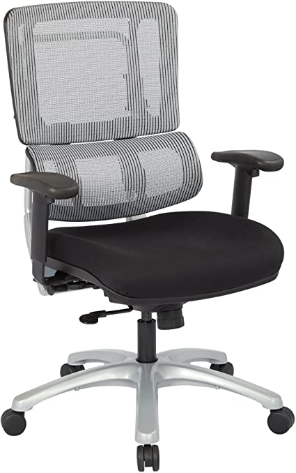 Office Star Breathable Sliver Vertical Mesh Back and Padded Coal FreeFlex Mesh Seat Managers Chair with Adjustable Arms and Silver Accents