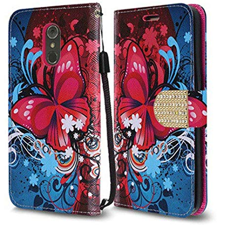 Luckiefind Compatible with Lg Stylo 4",Premium PU Leather Flip Wallet Credit Card Cover Case Accessories (Wallet Butterfly Bliss)