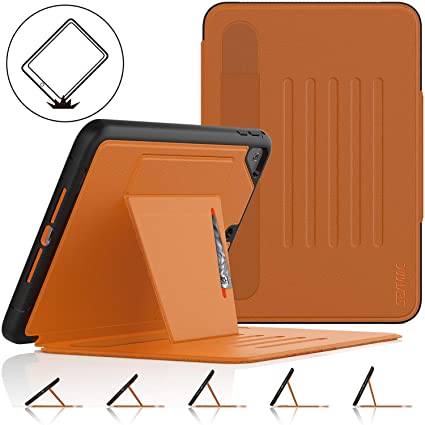 iPad Mini 5/4 Case, Smart Magnetic Auto Sleep/Wake Cover with Multi-Angle Stand [Card Holder] Feature for iPad Mini 5th/Mini 4th Generation 7.9’’ (Black/Orange)