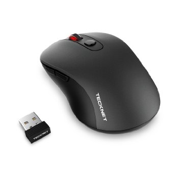 TeckNet PURE 2.4G Wireless Mouse, 6 Buttons, 18 Month Battery Life, 3 Adjustable DPI Levels: 1600/1200/800dPi, Nano Receiver