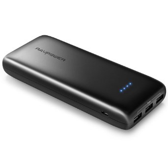 Portable Charger RAVPower 22000mAh 5.8A Output 3-Port Power Bank (2.4A Input, Triple iSmart 2.0 USB Ports, High-density Li-polymer Battery, Ace Series) For Phones Tablets and More - Black