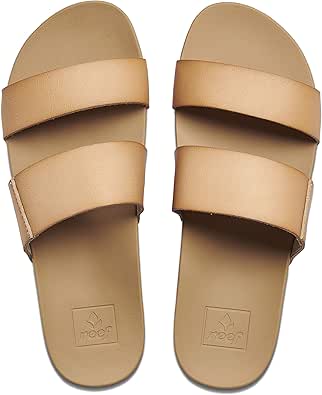 REEF Cushion Vista Women's Fashion Slide Sandal, Vegan Leather Strap, Ultra Soft Cushion Footbed