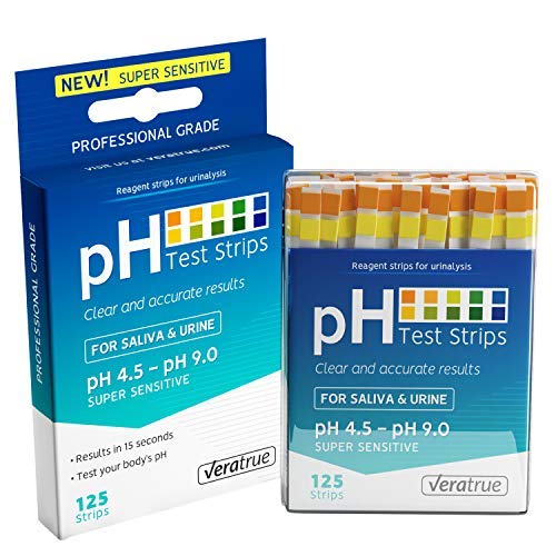 pH Test Strips 125ct - Tests Body pH Levels for Alkaline & Acid Levels Using Saliva and Urine. Track and Monitor Your pH Balance & A Healthy Diet, Get Accurate Results in Seconds. pH Scale 4.5-9.0