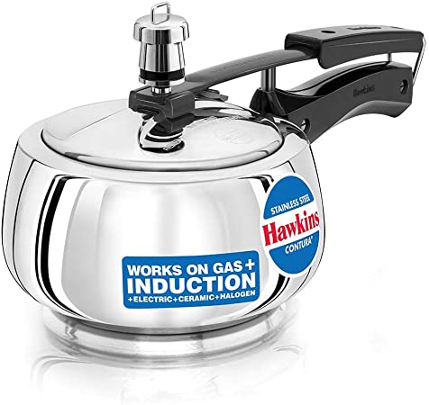 Hawkins Contura Stainless Steel Pressure Cooker For Induction, Gas And Electric Stoves (1.5 Liter)