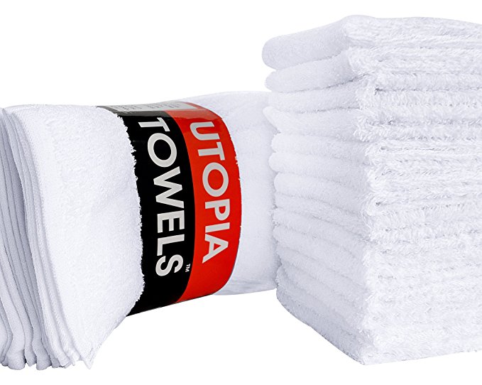 Utopia Towels Washcloths (24 Pack, 12 x 12 Inch) Pure Cotton Wash Cloth Multi-Purpose Highly Absorbent Extra Soft for Face, Hand, Gym & Spa, White