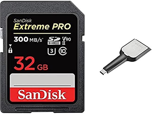 SanDisk 32GB Extreme PRO SDXC UHS-II Memory Card with SanDisk Extreme PRO SD UHS-II USB-C Reader