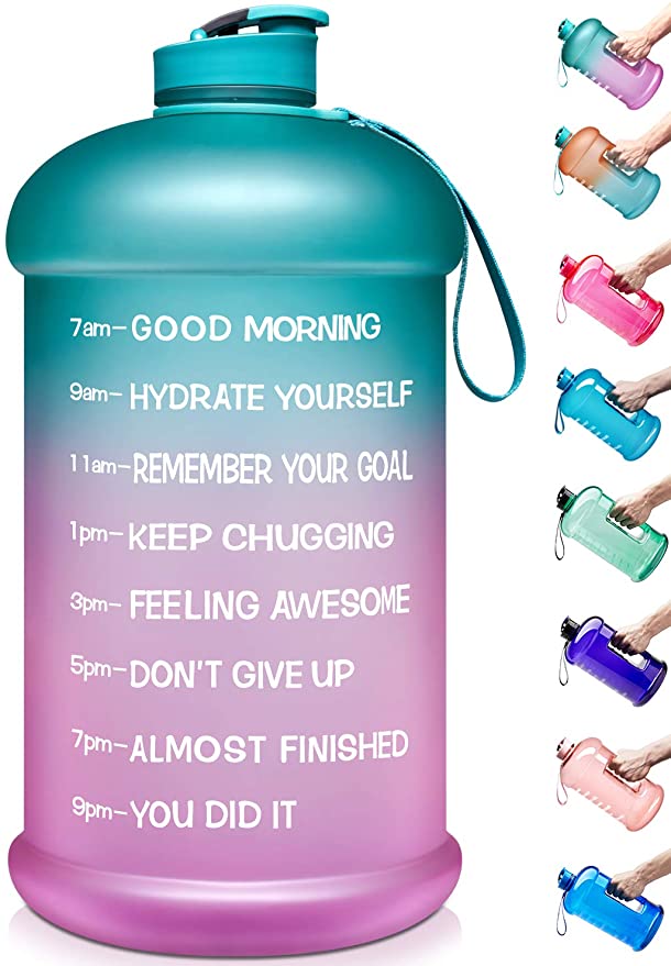 Venture Pal Large 128oz/74oz Leakproof BPA Free Fitness Sports Water Bottle with Motivational Time Marker to Ensure You Drink Enough Water Throughout The Day