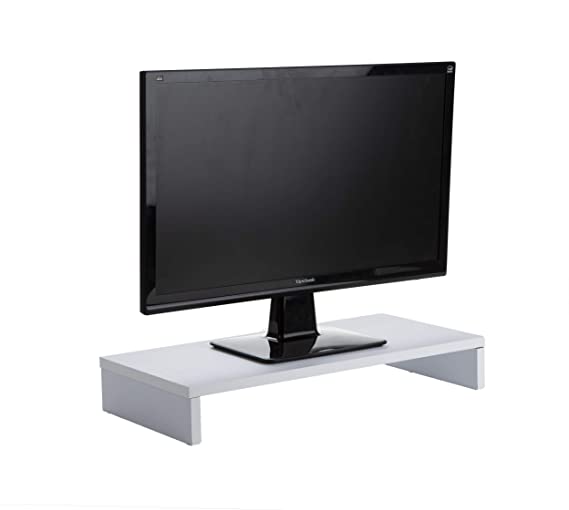 Mind Reader RECMON-WHT Wooden Riser for Computer, Pc, iMac, Printer, Speakers, Screens, TV, White Monitor Stand