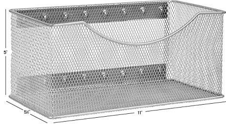 Ybmhome Wire Mesh Magnetic Storage Basket, Trash Caddy, Container, Desk Tray, Office Supply Organizer Silver for Refrigerator/Microwave Oven or Magnetic Surface in Kitchen or Office (1, Large)