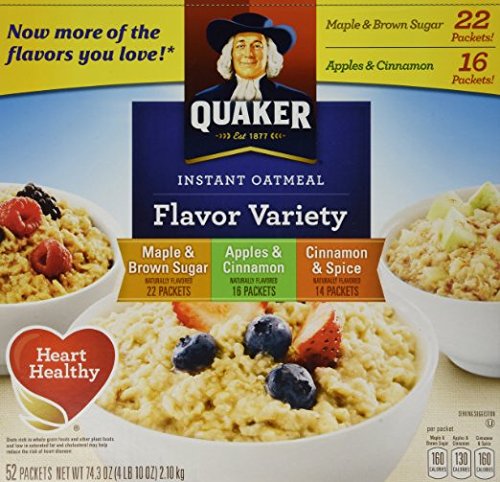 Quaker Instant Oatmeal Variety, 52 ct