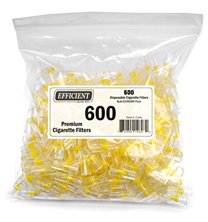 EFFICIENT 600 Per Pack, Disposable Cigarette Filters, Bulk Economy Pack