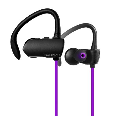 SoundPEATS Q9A Bluetooth 4.1 Wireless Sport Headphones Sweatproof Stereo Earbuds Headset In-ear Secure Fit Running Gym Exercise Earphones built-in Mic Headphones(Purple)