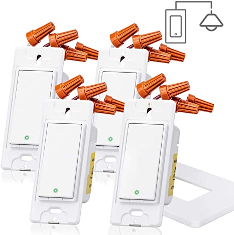 meross Smart Light Switch, Single Pole WiFi Wall Switch, Needs Neutral Wire, Compatible with Alexa, Google Assistant and SmartThings, Remote Control, Schedules, No Hub Needed, 4 Pack