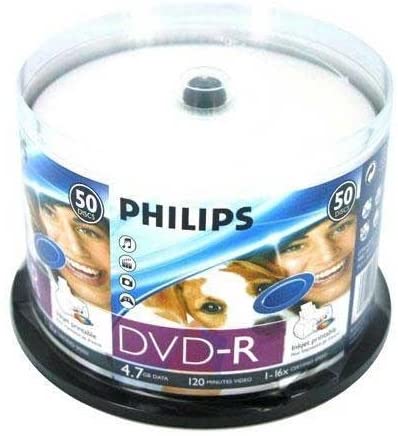 Philips Dm4I6B50F/17 4.7 Gb Inkjet-Printable Dvd-R (50-Ct Spindle)