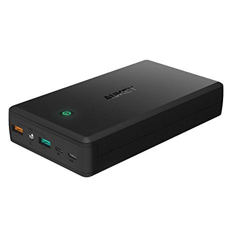 AUKEY Quick Charge 3.0 External Battery 30000mAh with 5V 2.4A Output   Quick Charge 3.0 Output, 5V 2A Lightning Input   5V 2A Micro USB Input, Include a 20cm USB A to Type C Cable