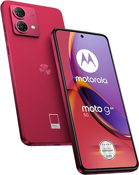 Motorola Moto G84 5G (GSM Unlocked, International Version) 256GB   12GB RAM Dual SIM Android 13 Smartphone (Viva Magenta)