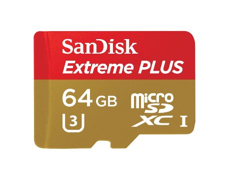 SanDisk Extreme PLUS 64GB microSDXC UHS-IU3 Card with Adapter SDSQXSG-064G-GN6MA