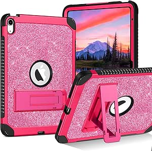 BENTOBEN for iPad 10th Generation Case with Kickstand,Glitter Sparkly iPad 10.9" Case 3 Layers Rugged iPad 10th Case Shockproof Protective Tablet Cover Case for iPad 10.9 Inch 2022 Release, Hot Pink