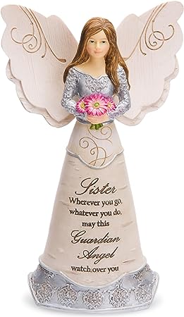 Pavilion Gift Company Elements Sister Guardian Angel Figurine, 6", Pink
