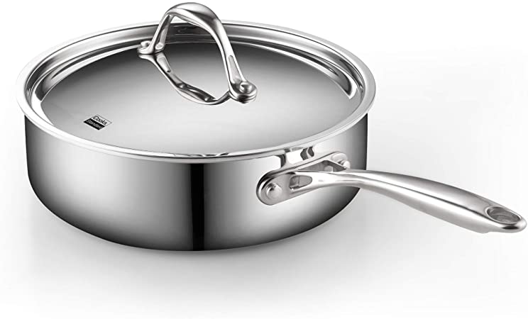 Cooks Standard 02675 Multi-Ply Clad Deep Saute Pan with Lid, 3.5-QT, Silver