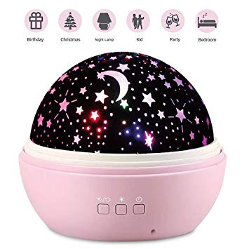 Kids Star Night Projector Lamp - Baby Nursery Night Light Desk Lamp with 8 Light Color USB 360 Degree Rotating Star Projector Gifts for Baby Kid Children Bedroom Birthday Party Christmas Decorations