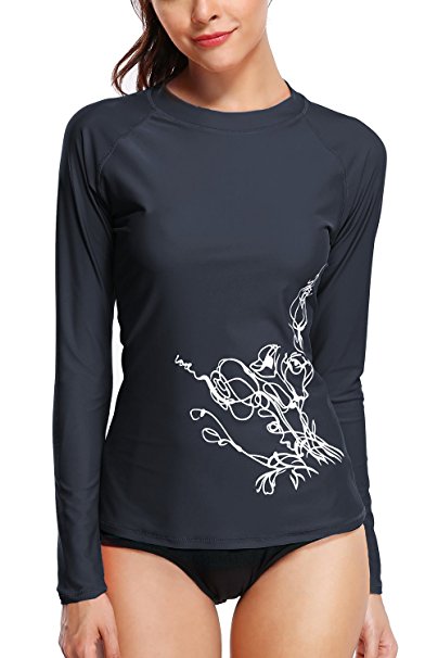 Sociala Women's UPF 50  Long Sleeve Rash Guard Swimwear Athletic Top Rashguard