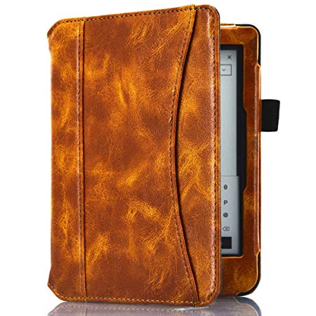 Case Cover for Kobo Ereader Clara HD with Auto Sleep Smart Function,Lightweight Slim Cover,Brown Crazy Horse Leather