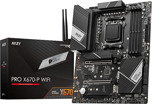 MSI PRO X670-P WiFi ProSeries Motherboard (AMD AM5, DDR5, PCIe 4.0, SATA 6Gb/s, M.2, USB 3.2 Gen 2, Wi-Fi 6E, HDMI/DP, ATX)