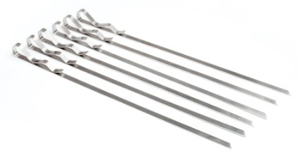 Steven Raichlen Best of Barbecue Signature Stainless Steel Grilling Kabob Skewers (Set of 6) / 17" by 3/8" - Durable, Reusable and Long-lasting - SR8025