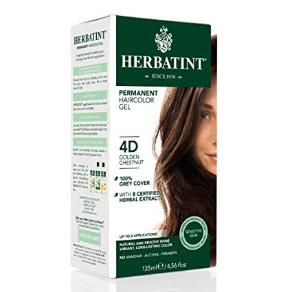 Herbatint Permanent Herbal Haircolor Gel, 4D Golden Chestnut, 4.56 Ounce