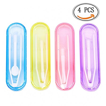 IDS Portable Travel Contact Lens Box Holder Case Contact Lens Tweezer Set, 4 Pcs