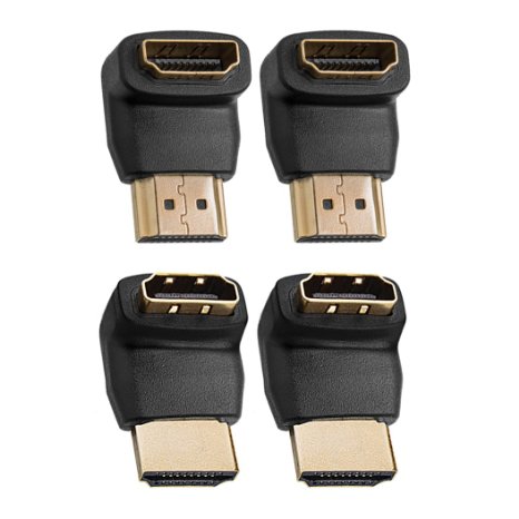Twisted Veins ACHRALA3 4 Pack HDMI Right Angle Connectors/Adapters , Two (2) 90 degree connectors / Two (2) 270 degree Connectors