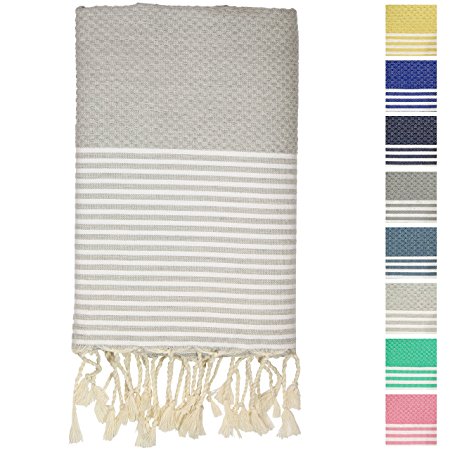 Fouta Turkish Towel Pestemal Peshtemal Bath Beach Towels, 39" x 70", Light Gray
