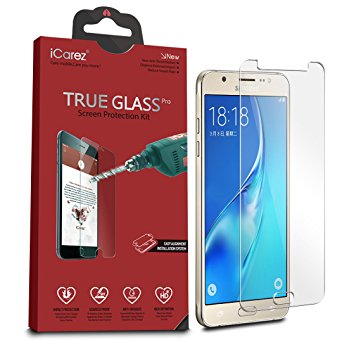 iCarez [Tempered Glass] Screen Protector for Samsung Galaxy J7 (2016) Highest Quality Easy Install [ 2Pack 0.33MM 9H 2.5D] with Lifetime Replacement Warranty - Retail Packaging