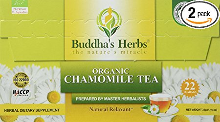 Chamomile Tea Organic - (2 Pack) 22 Count Tea Bags - Green Tea - Organic Chamomile Tea - Relax Tea - Herbal Tea