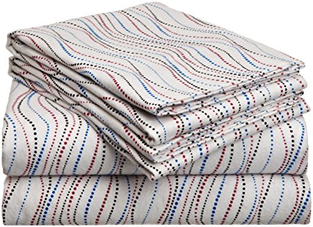 Pointehaven Heavy Weight Printed Flannel Sheet Set, Queen, Metro