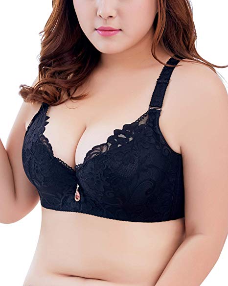 Push Up Bras for Women Lace Underwire Deep V Soft Cup Everyday Bra 30C-48DD