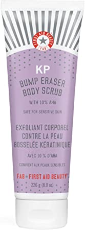FIRST AID BEAUTY KP Bump Eraser Body Scrub: 10% AHA FAB Active Exfoliant for Rough skin Bumps and Keratosis Pilaris (8 oz)