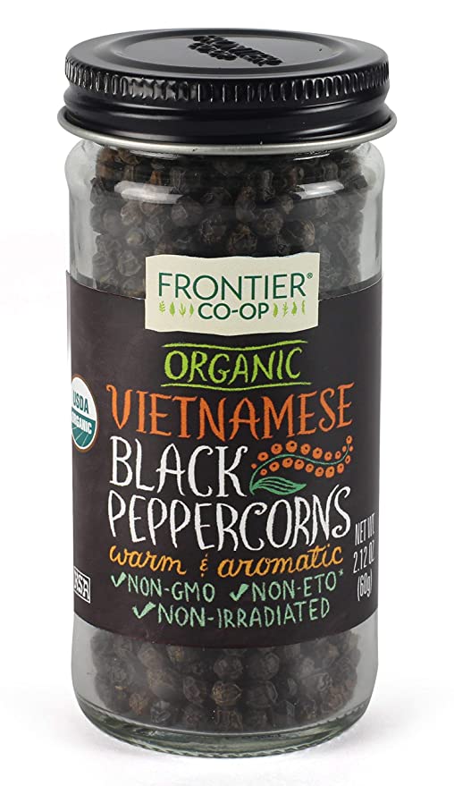 Frontier, Black Peppercorns Vietnamese Whole Organic, 2.12 Ounce