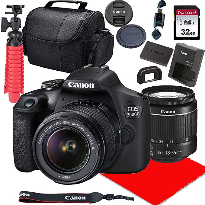 Canon EOS 2000D / Rebel T7 DSLR Camera w/ 18-55mm F/3.5-5.6 III Lens   32GB SD Card   More