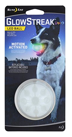 Nite Ize GlowStreak LED Dog Ball, Lights Up for Night Play