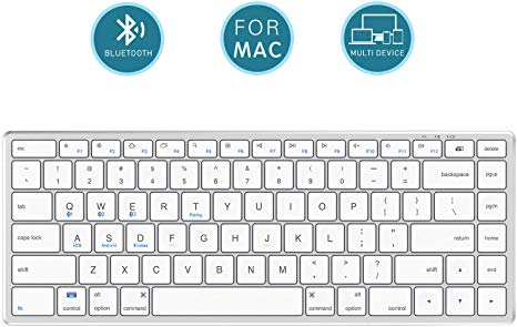 iClever Bluetooth Keyboard, Multi Device Keyboard with PgUp, PgDn, Home, End Keys Ergonomic Design Full Size Stable Connection White Portable Keyboard for Mac, iOS, Android, Windows