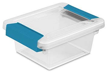 STERILITE Mini Clip Box, Clear with Blue Aquarium Latches