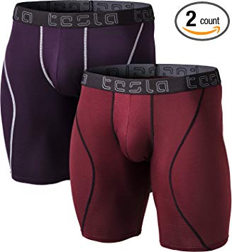 Tesla Men's Stretch 9" No-Fly Cool Dry Brief Underwear Trunk (2-Pack) MBU13/MBU06